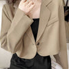 Autumn Sheer Loose Cropped Navel Blazers Women All-match Street Wear Korean Style College Sweet Soft Office Lady Notched Chic