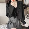 Autumn Sheer Loose Cropped Navel Blazers Women All-match Street Wear Korean Style College Sweet Soft Office Lady Notched Chic