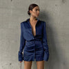 Autumn Shirt Dress Women Sexy V Neck Mini Dress Office Lady Long Sleeve Short Dress Elegant Button Up Dresses Vestidos