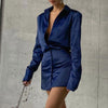 Autumn Shirt Dress Women Sexy V Neck Mini Dress Office Lady Long Sleeve Short Dress Elegant Button Up Dresses Vestidos