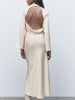 Autumn Silk Satin Maxi Dress Women Elegant Backless Long Dress Casual Long Sleeve Dress Sexy Hollow Out Soft Party Dress