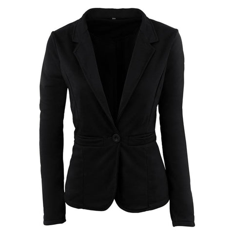 Autumn Single Button Women Formal Business Ladies Coat Thick Jackets Solid Color Short Slim Long-sleeve Women Suit Plus Size