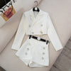 Autumn Small Fragrance Two Piece Set Women Crop Top Short Blazer Coat + High Waist Shorts Sets High Street 2 Piece Pant Suits