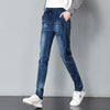 Autumn Soft Patchwork Stretch Woman Jeans Skinny Pencil Pants Mujer Elastic Waist Lace Up Slim Denim Ladies Plus Size Trousers