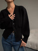 Autumn Solid Cardigans For Women Single-Breasted Knitted Sweater Casual Elegant V-Neck Knitwear Vintage Lantern sleeve Cardigan