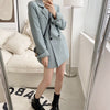 Autumn Solid Color Elegant Blue Blazer Women Jacket Women's Korean Style Loose V-neck Long Sleeve Cardigan