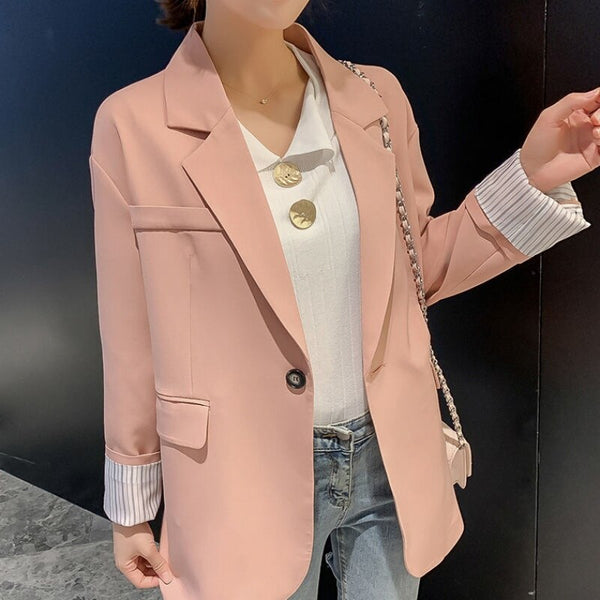 Autumn Spring Casual Woman Jackets  loose oversize mujer blazer for women plus size xl female Cotton Coat Ladies Outerwear S0029