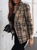 Autumn Spring Thin Plaid Blazers For Women Double Breasted Woman Jackets Loose Outwear Female Clothes Plus Size 3XL