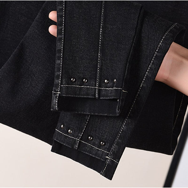 Autumn Stretch Skinny Women's Jeans High Waist Pencil Pants Woman Plus Size Elastic Waist Ankle Length Mujer Rivet Slim Denim 4X