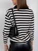 Autumn Stripe Pullover Women Casual Polo Collar Knitted Sweater Loose Long Sleeve Contrast Jumper Lady Vintage Knitwear