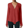 Autumn Stylish Women Chiffon Blouse Shirt V-Neck Long Sleeve Female Tops Casual Solid Color Woman Plus Size Clothing