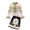Autumn Suits, Ladies Shirts, Design Sense, Lace Stitching, Chiffon Tops, Printed Skirts, Fashionable Two-piece Suits