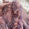 Autumn Sweet Pink Lace Mesh Embroidery Ruffles Patchwork Tweed Mini A Line Dress Women See Through Long Sleeve Party Vestidos