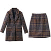 Autumn Thick Wool Plaid Matching Set Blazer And A-Line Mini Skirts Women Korean Long Blazer Office Lady Casual Two Piece Sets
