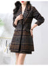 Autumn Thick Wool Plaid Matching Set Blazer And A-Line Mini Skirts Women Korean Long Blazer Office Lady Casual Two Piece Sets