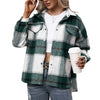 Autumn Thicken Jacket Women Plaid Coat Casual Single Breasted Jacket Loose Long Sleeved Outerwear Pockets Streetwear