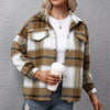 Autumn Thicken Jacket Women Plaid Coat Casual Single Breasted Jacket Loose Long Sleeved Outerwear Pockets Streetwear