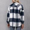 Autumn Thicken Jacket Women Plaid Coat Casual Single Breasted Jacket Loose Long Sleeved Outerwear Pockets Streetwear