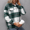 Autumn Thicken Jacket Women Plaid Coat Casual Single Breasted Jacket Loose Long Sleeved Outerwear Pockets Streetwear