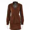 Autumn Turn-down Collar Button Mini Skirt Suits Women 2023 Elegant Blazer Sexy Long Sleeve Female Chic High Street Sets