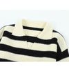 Autumn Vintage Knitted Stripe Pullover Sweater Women Lapel Collar Soft Warm Simple School Sweaters Female Casual Tops