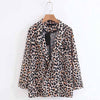 Autumn Vintage Leopard Print Blazer Casual Woman Turn-down Collar Slim Fit Suit Jacket Coat Single Button Fashion Outerwear Tops