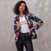 Autumn Vintage Newspaper Print Suit Women 2023 Casual Blazers Coat Spring Top Jacket Elegant Lady Stylish Streetwear