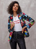 Autumn Vintage Newspaper Print Suit Women 2023 Casual Blazers Coat Spring Top Jacket Elegant Lady Stylish Streetwear