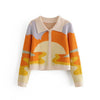 Autumn Vintage Sweater Knitted Cardigans Sweater Women Short Print Long Sleeve Turtleneck Sweater Cardigans Femme
