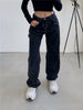 Autumn Vintage Women Jeans Streetwear High Waist Boyfriend Black Wide Leg Mom Woman Jeans Straight Denim Pants