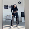 Autumn Vintage Women Jeans Streetwear High Waist Boyfriend Black Wide Leg Mom Woman Jeans Straight Denim Pants