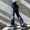 Autumn Vintage Women's Pants Elegant Black Faux Leather High Waist Skinny Pants Ladies Casual Trousers Capris Streetwear