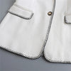 Autumn White Women Office Wear Single Breasted Blazer Coat Vintage Pockets Female Outerwear Chic Tops Clothing