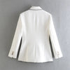 Autumn White Women Office Wear Single Breasted Blazer Coat Vintage Pockets Female Outerwear Chic Tops Clothing