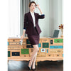 Autumn Wine Black Woman Suit Skirt Jacket Elegant Long Sleeve Slim Blazer Skirt 2 Pieces Work Office Skirt Suit Female Sets 4XL