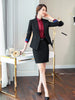 Autumn Wine Black Woman Suit Skirt Jacket Elegant Long Sleeve Slim Blazer Skirt 2 Pieces Work Office Skirt Suit Female Sets 4XL
