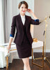 Autumn Wine Black Woman Suit Skirt Jacket Elegant Long Sleeve Slim Blazer Skirt 2 Pieces Work Office Skirt Suit Female Sets 4XL