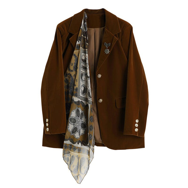 Autumn Winter 2023 Vintage Stylish Women's Blazer Elegant Long Sleeve Turn Down Collar Jacket Female Outerwear Chic Tops Ladies