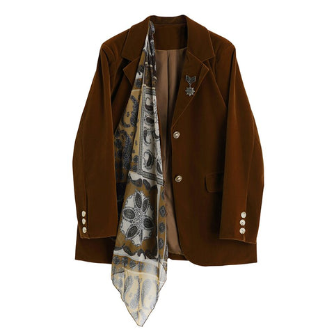 Autumn Winter 2023 Vintage Stylish Women's Blazer Elegant Long Sleeve Turn Down Collar Jacket Female Outerwear Chic Tops Ladies