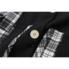Autumn Winter 2023 Women Korean Style Stitched Design Black Plaid Suit Coat Long Sleeve Loose Silhouette Bandage Jacket Blazer