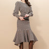 Autumn/Winter 2023 product two-piece temperament slim-fit houndstooth jacket waist bag hip fishtail skirt suit women