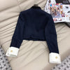 Autumn Winter 70% Wool Minimal Elegant Single Breasted Mini Skirt Suit