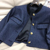 Autumn Winter 70% Wool Minimal Elegant Single Breasted Mini Skirt Suit