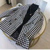 Autumn Winter Blazer Woolen Coat Women Waist Bag Houndstooth Woolen Coat Suit Thick Loose Elegant Double Breasted Ladies Jacket