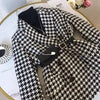 Autumn Winter Blazer Woolen Coat Women Waist Bag Houndstooth Woolen Coat Suit Thick Loose Elegant Double Breasted Ladies Jacket