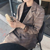 Autumn Winter Casual 2 Piece Set Woman Vintage Plaid Single-breasted Long Sleeve Blazer Jacket + High Waist Pencil Skirt Suit