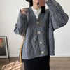 Autumn Winter Casual Cardigan Women Loose Knitted Sweater Vintage Elegant Long Sleeve Cardigan Tops Female Retro Solid Knitwear