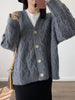 Autumn Winter Casual Cardigan Women Loose Knitted Sweater Vintage Elegant Long Sleeve Cardigan Tops Female Retro Solid Knitwear