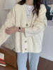 Autumn Winter Casual Cardigan Women Loose Knitted Sweater Vintage Elegant Long Sleeve Cardigan Tops Female Retro Solid Knitwear