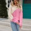 Autumn Winter Casual Pullover Women Loose Patchwork Knitted Sweaters Vintage Bat Sleeve Knitwear Female Elegant O Neck Jumpers